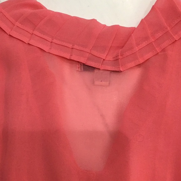Banana Republic FO sheer sleeveless button front w/tie waist blouse, pink XSP - Picture 9 of 15